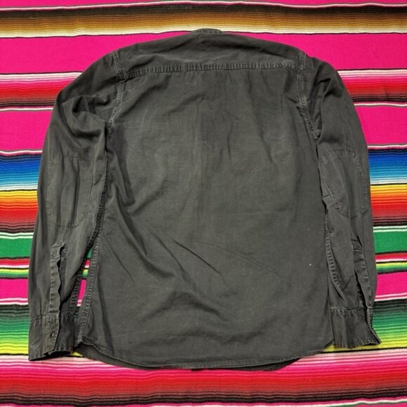 VTG Diesel Shirt Men M Black Band Collar Elbow Patches Y2K‎ Double Breasted - Picture 2 of 7